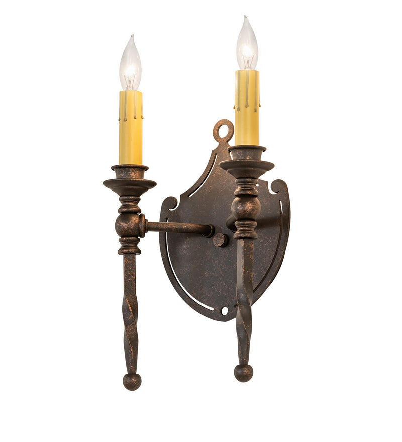 Meyda Tiffany 120642 Two Light Wall Sconce, Gilded Tobacco