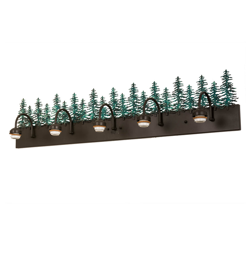 Meyda Tiffany 178528 Five Light Vanity Hardware, Timeless Bronze & Green Trees