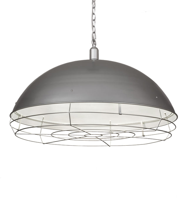 Meyda Tiffany 188072 Six Light Pendant, Galvanized Outside/White Inside
