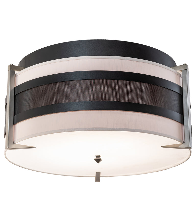 Meyda Tiffany 195622 Six Light Flushmount, Textured Black & Nickel Powder Coat