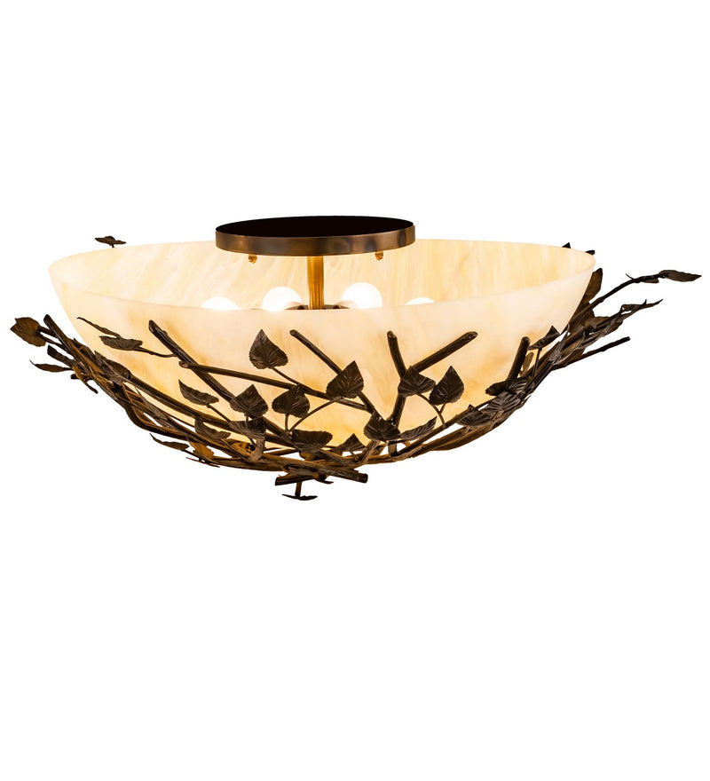 Meyda Tiffany 198073 Four Light Semi-Flushmount, Dark Burnished Antique Copper