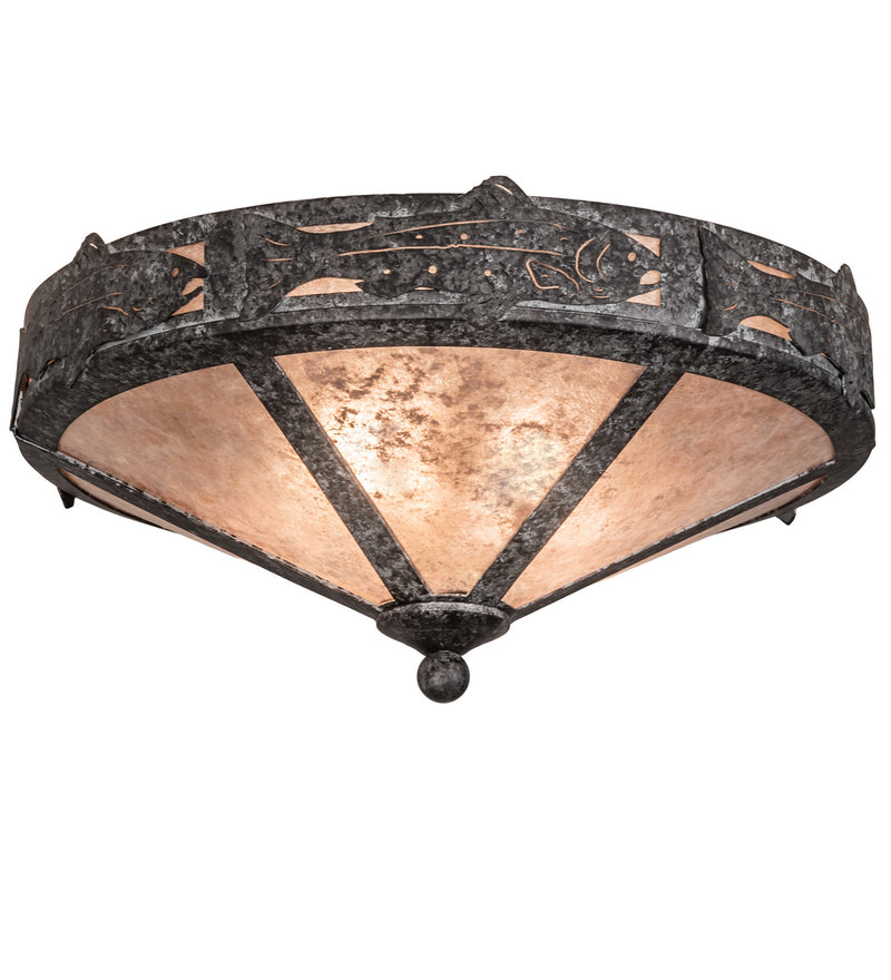 Meyda Tiffany 210574 Two Light Flushmount, Graphite Pewter