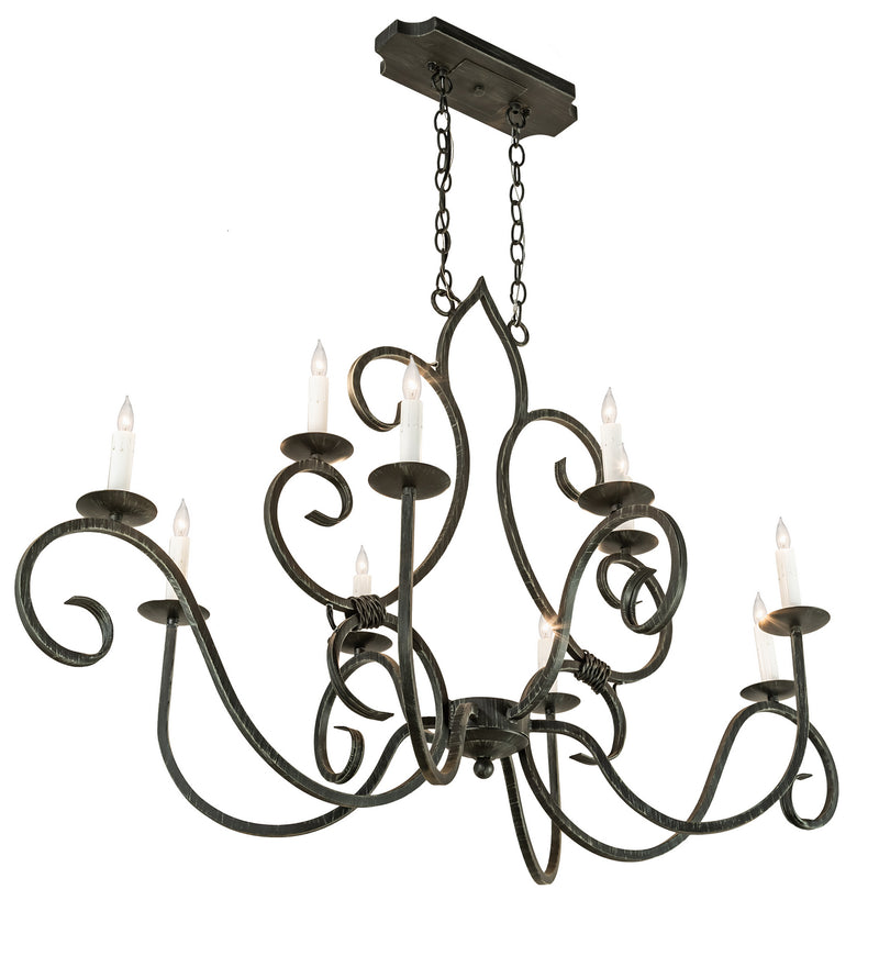 Meyda Tiffany 210724 Ten Light Chandelier, Antique Iron Gate