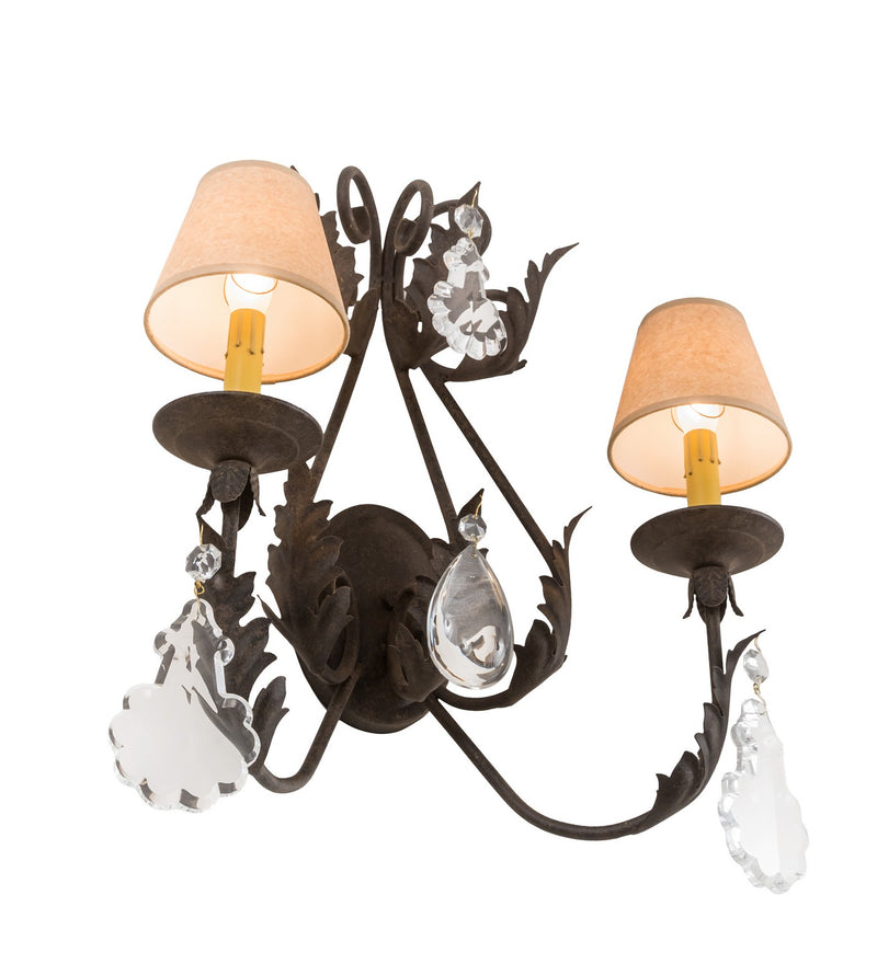 Meyda Tiffany 211476 Two Light Wall Sconce, Brass Tint