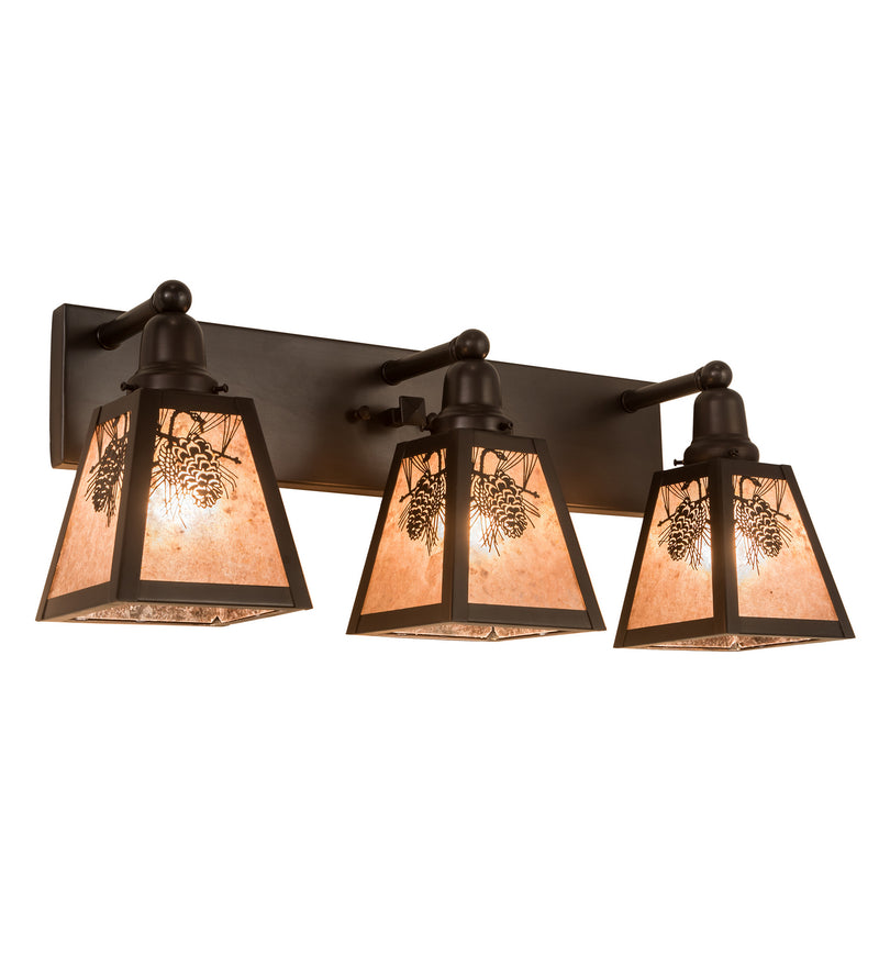 Meyda Tiffany 211890 Three Light Vanity, Craftsman Brown