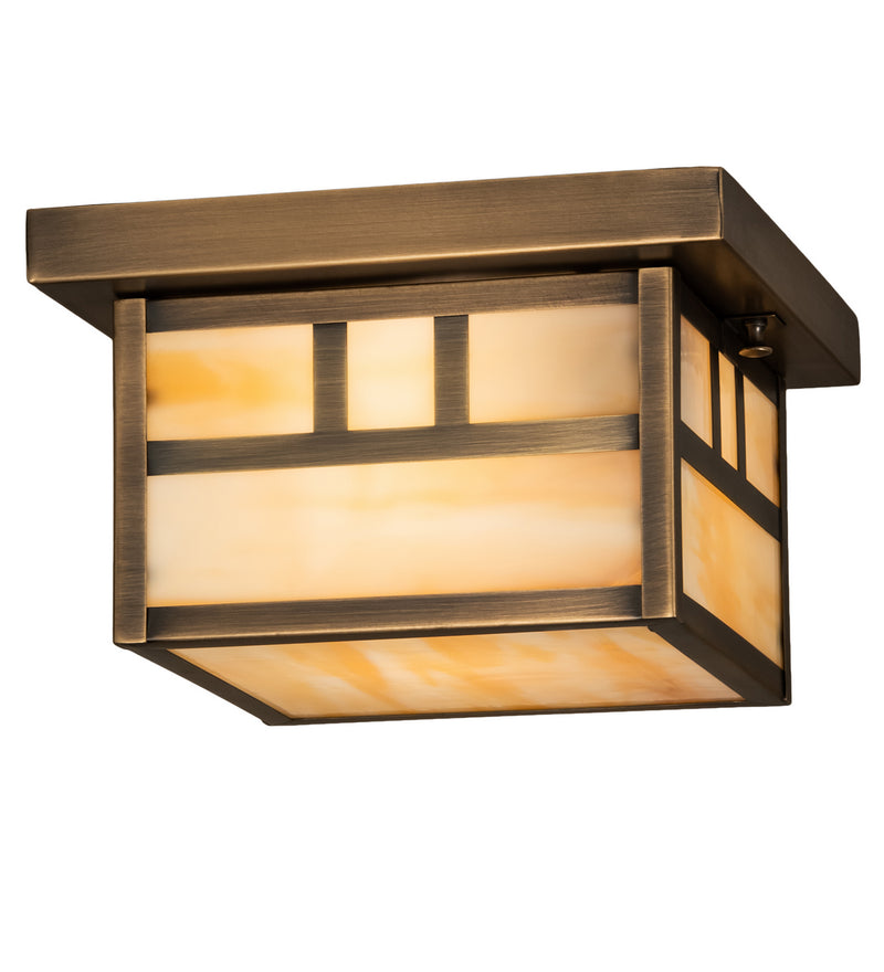 Meyda Tiffany 212751 One Light Flushmount, Antique Brass
