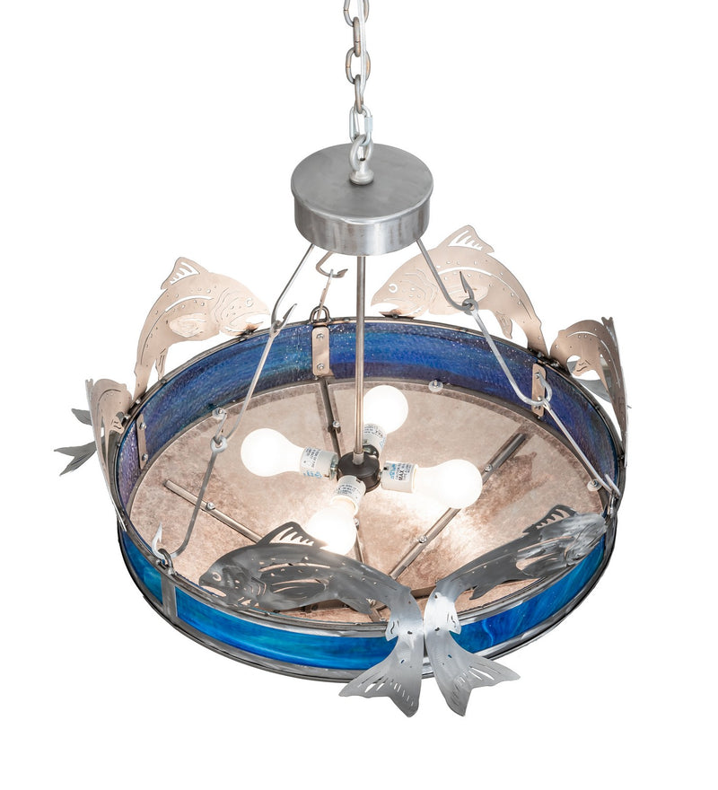 Meyda Tiffany 212869 Four Light Pendant, Industrial Steel