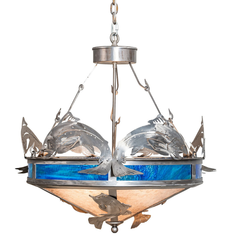 Meyda Tiffany 212869 Four Light Pendant, Industrial Steel