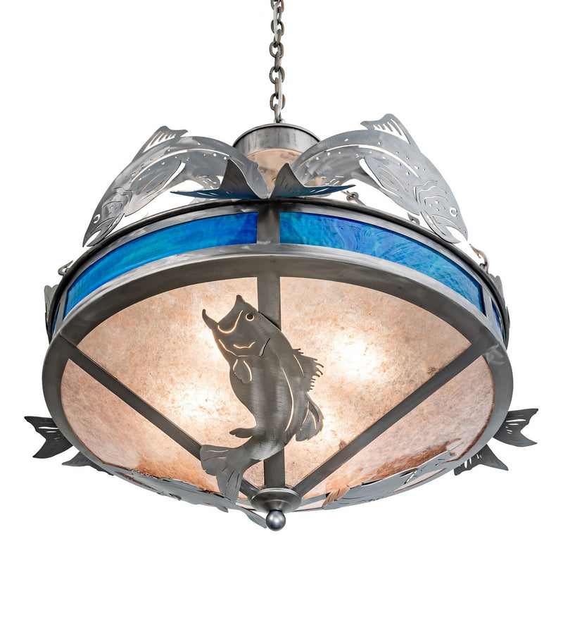 Meyda Tiffany 212869 Four Light Pendant, Industrial Steel