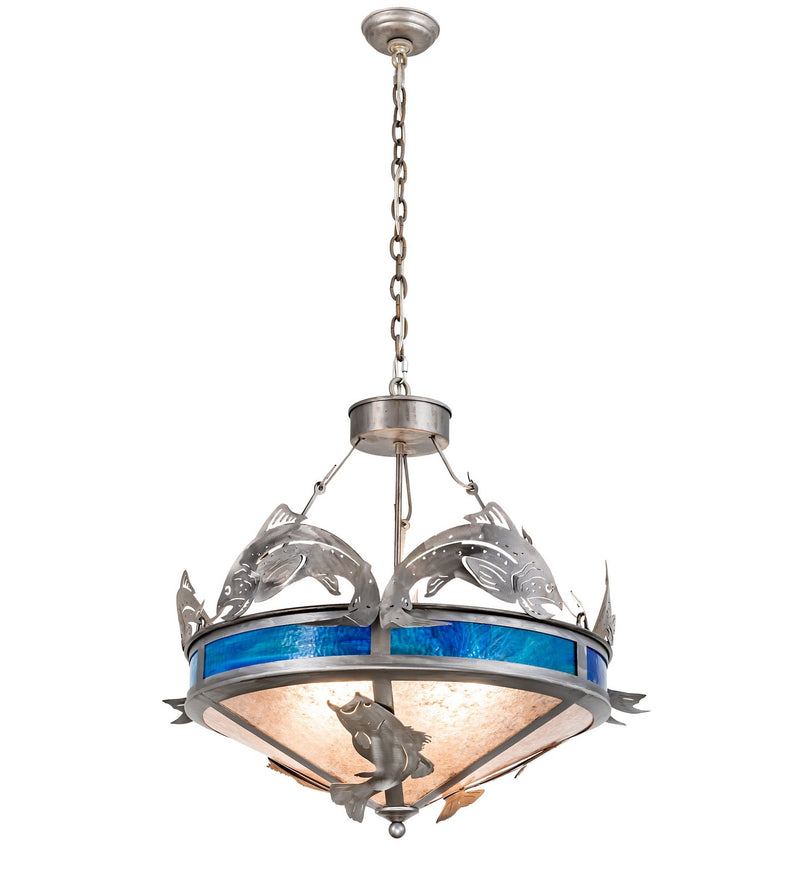 Meyda Tiffany 212869 Four Light Pendant, Industrial Steel
