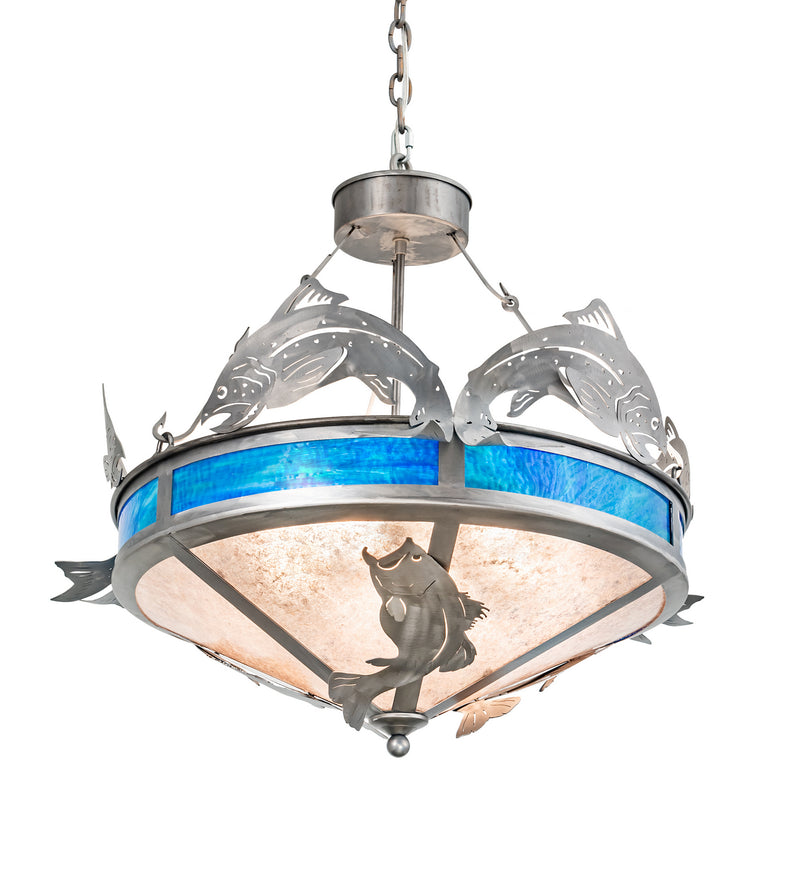 Meyda Tiffany 212869 Four Light Pendant, Industrial Steel