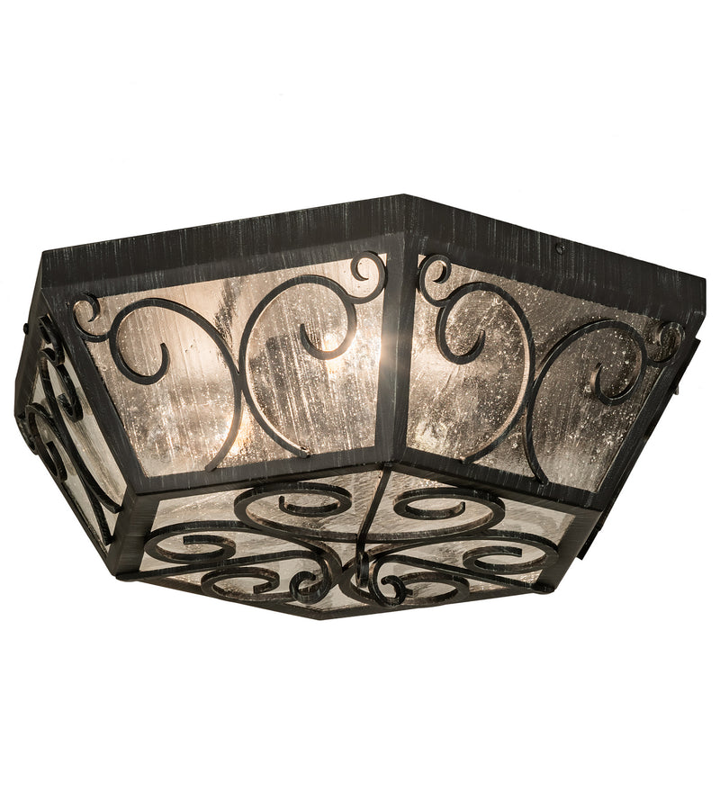 Meyda Tiffany 213037 Three Light Flushmount, Antique Iron Gate