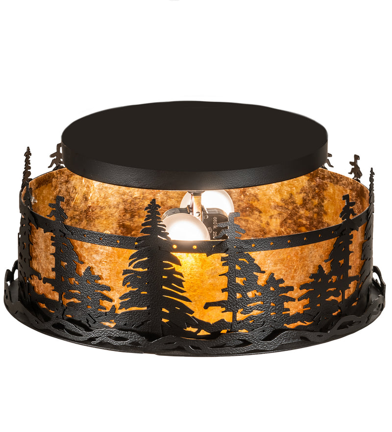 Meyda Tiffany 213426 Two Light Flushmount, Black Satin Wrought Iron