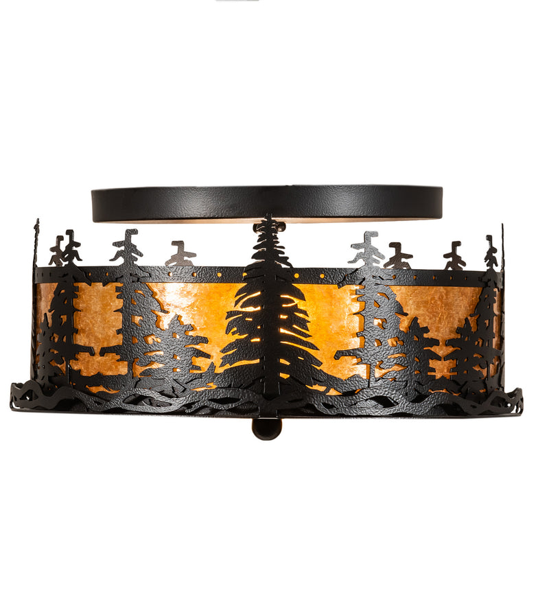 Meyda Tiffany 213426 Two Light Flushmount, Black Satin Wrought Iron
