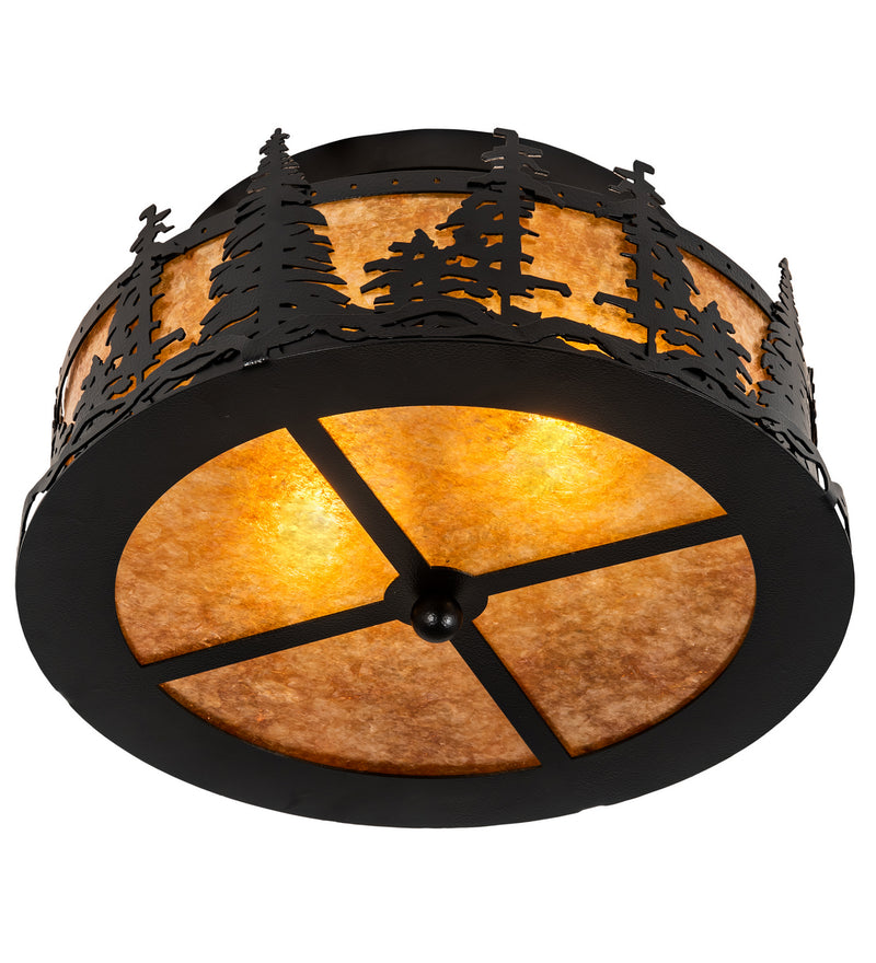 Meyda Tiffany 213426 Two Light Flushmount, Black Satin Wrought Iron