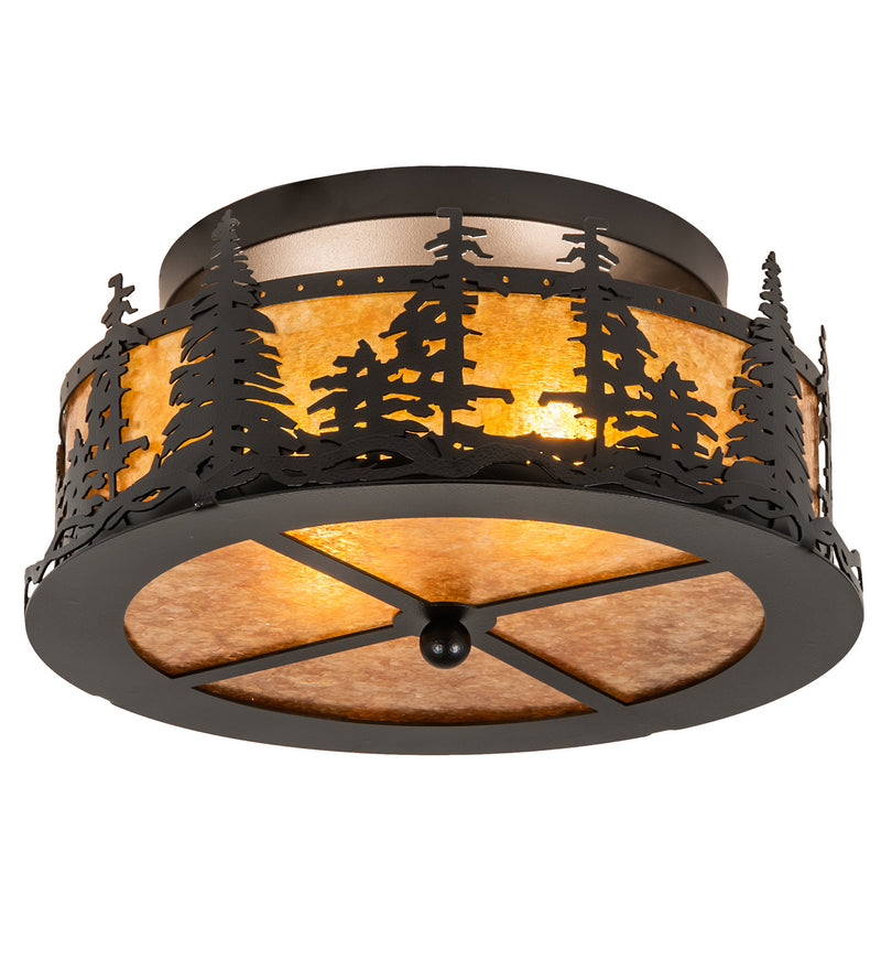Meyda Tiffany 213426 Two Light Flushmount, Black Satin Wrought Iron