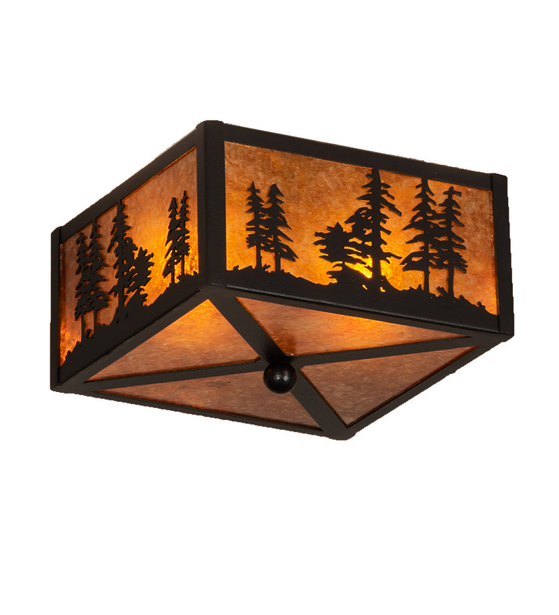 Meyda Tiffany 213431 Two Light Flushmount, Black Satin Wrought Iron