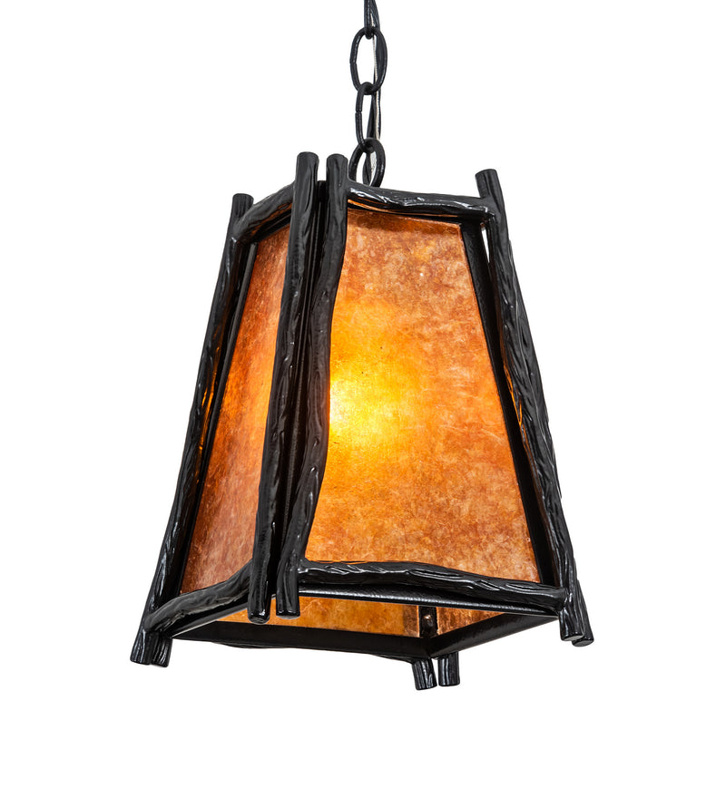 Meyda Tiffany 213432 One Light Mini Pendant, Black Satin Wrought Iron