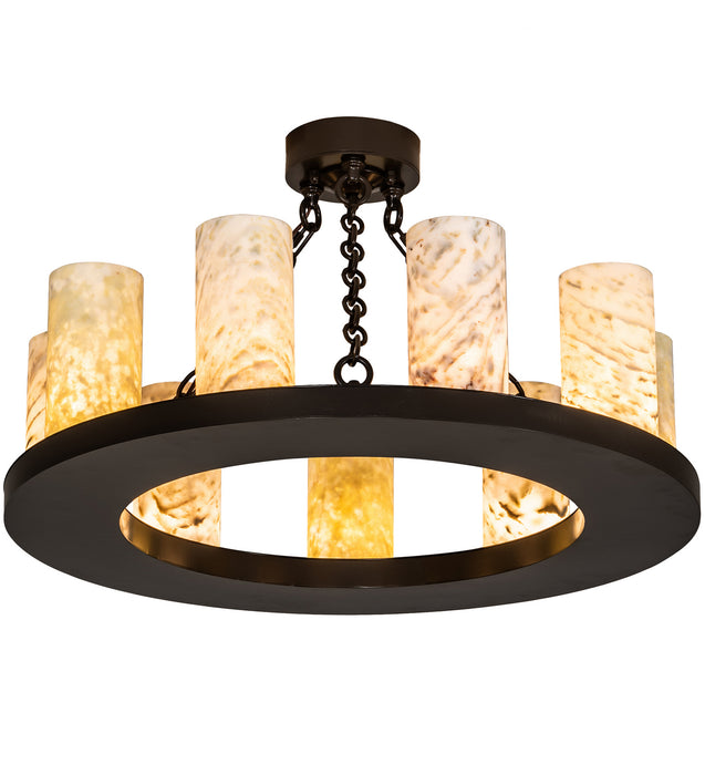Meyda Tiffany 213472 Nine Light Semi-Flushmount, Timeless Bronze