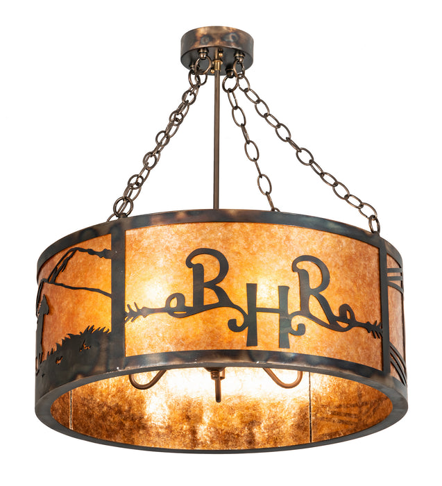 Meyda Tiffany 213957 Five Light Semi-Flushmount, Dark Burnished Antique Copper