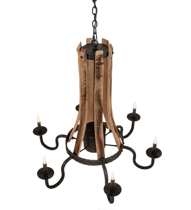 Meyda Tiffany 214086 Seven Light Chandelier, Costello Black And Charred Wood