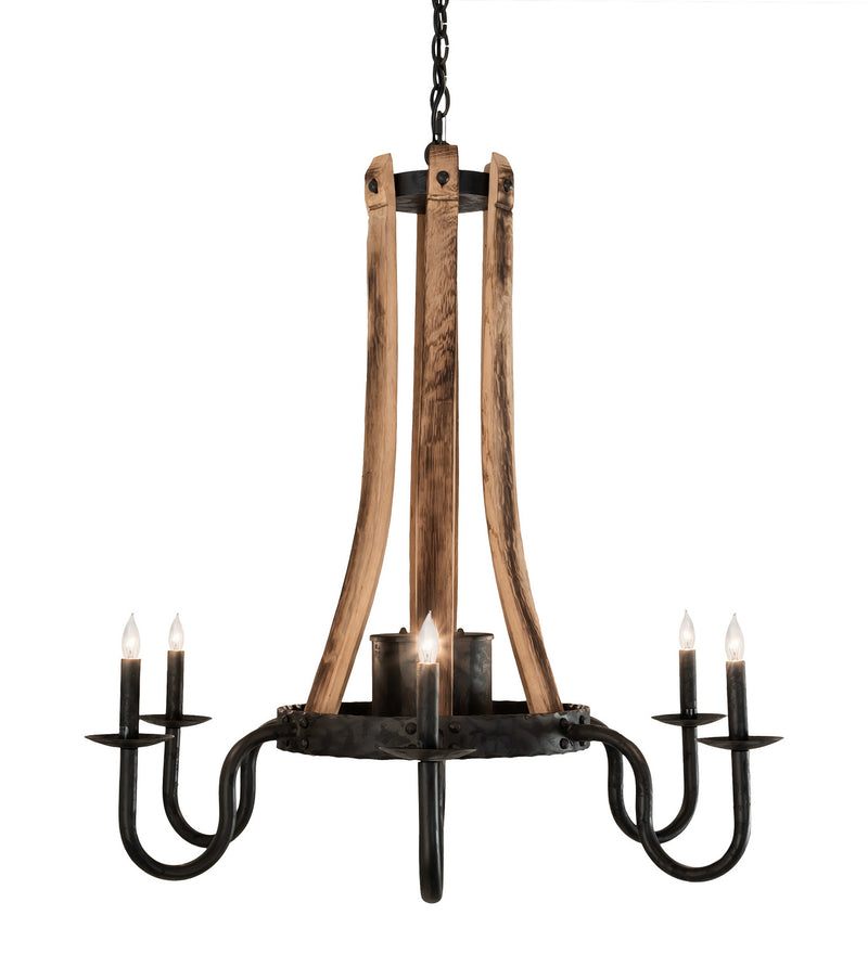 Meyda Tiffany 214086 Seven Light Chandelier, Costello Black And Charred Wood