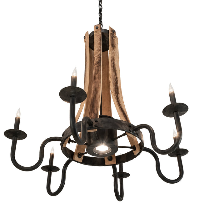 Meyda Tiffany 214086 Seven Light Chandelier, Costello Black And Charred Wood