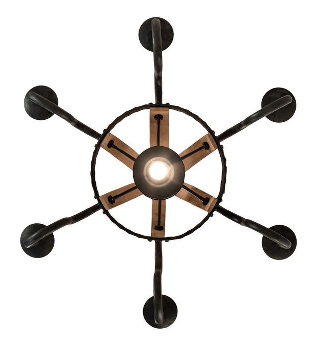 Meyda Tiffany 214086 Seven Light Chandelier, Costello Black And Charred Wood