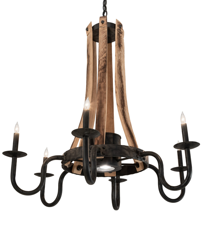 Meyda Tiffany 214086 Seven Light Chandelier, Costello Black And Charred Wood