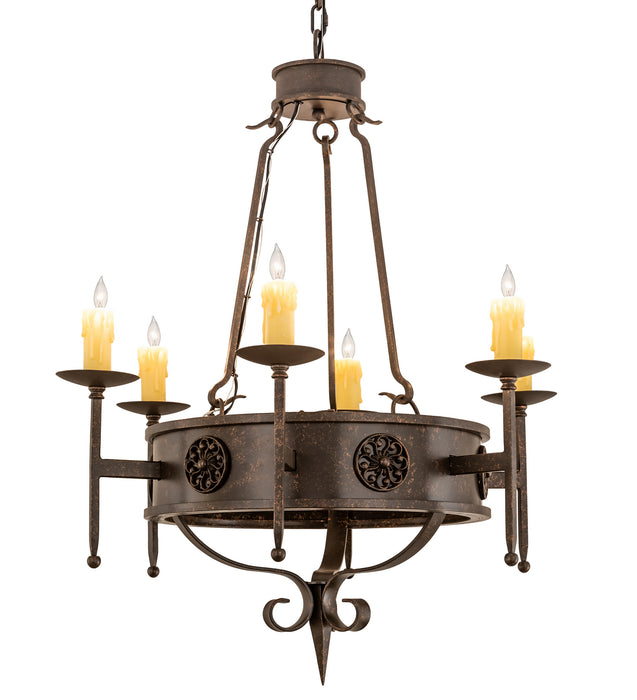 Meyda Tiffany 215034 Six Light Chandelier, Gilded Tobacco