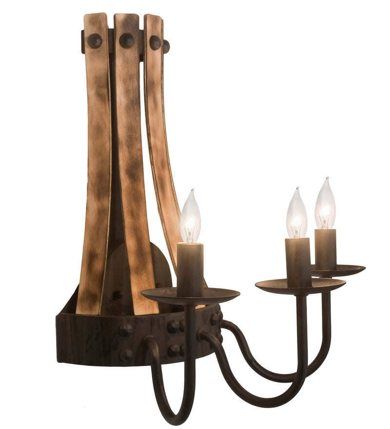 Meyda Tiffany 215959 Three Light Wall Sconce, Costello Black