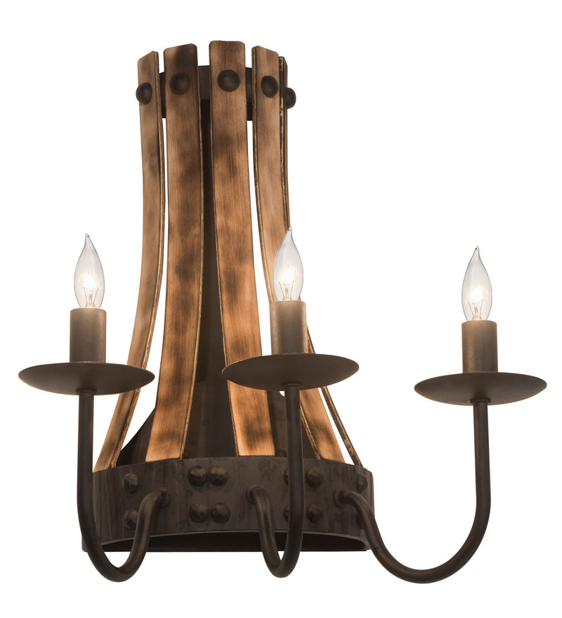 Meyda Tiffany 215959 Three Light Wall Sconce, Costello Black