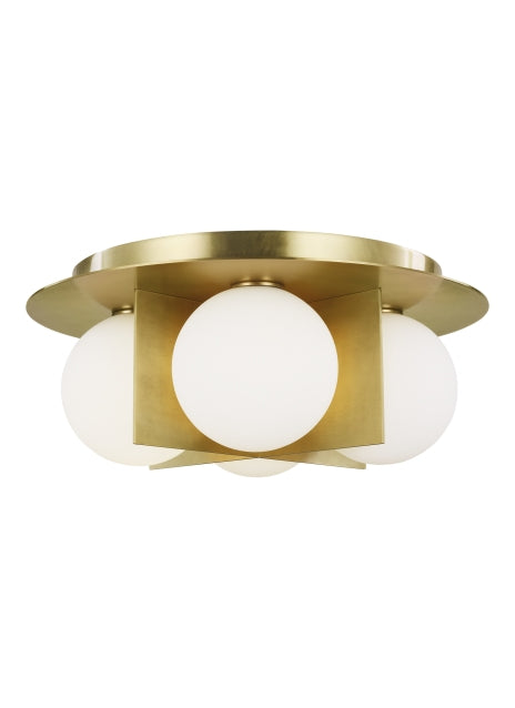 Visual Comfort Modern 700FMOBLR-LED930 LED Flush Mount, Aged Brass
