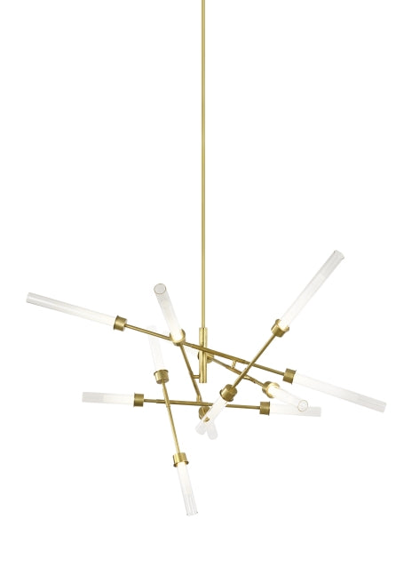 Visual Comfort Modern 700LNG12ANB-LED930 LED Chandelier, Natural Brass