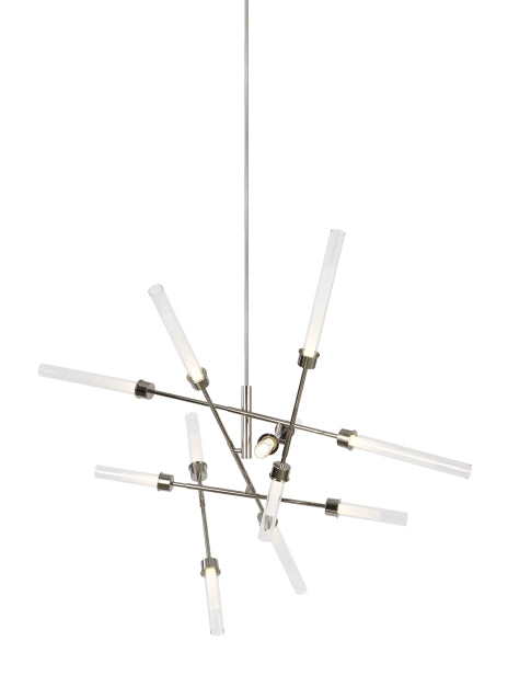 Visual Comfort Modern 700LNG12AN-LED930 LED Chandelier, Polished Nickel