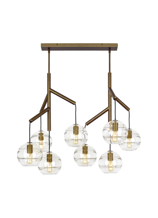 Visual Comfort Modern 700SDNMPL2CR Eight Light Chandelier, Aged Brass