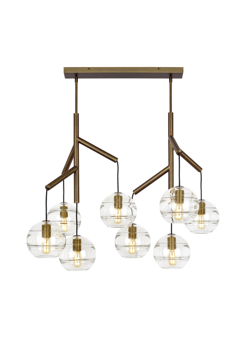Visual Comfort Modern 700SDNMPL2CR-LED927 LED Chandelier, Aged Brass