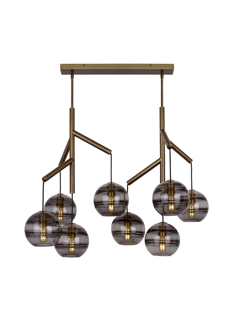 Visual Comfort Modern 700SDNMPL2KR Eight Light Chandelier, Aged Brass