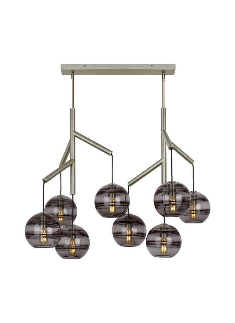 Visual Comfort Modern 700SDNMPL2KS Eight Light Chandelier, Satin Nickel