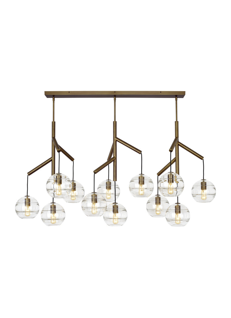 Visual Comfort Modern 700SDNMPL3CR-LED927 LED Chandelier, Aged Brass
