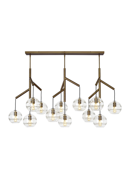 Visual Comfort Modern 700SDNMPL3CR-LED927 LED Chandelier, Aged Brass