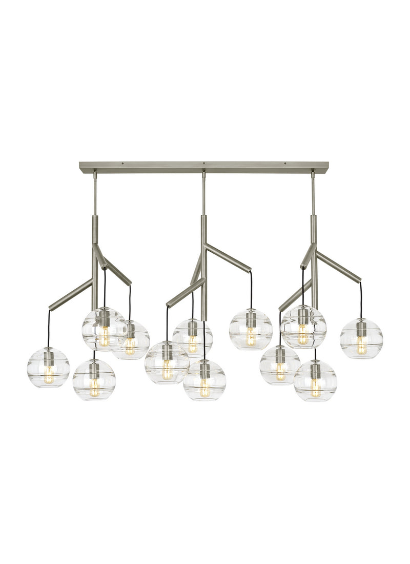 Visual Comfort Modern 700SDNMPL3CS 12 Light Chandelier, Satin Nickel
