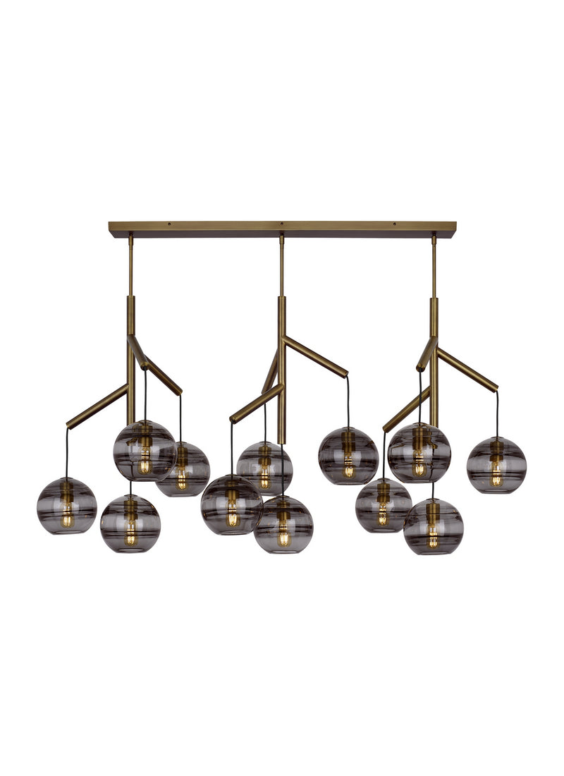 Visual Comfort Modern 700SDNMPL3KR 12 Light Chandelier, Aged Brass