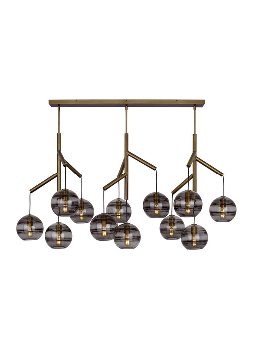 Visual Comfort Modern 700SDNMPL3KR-LED927 LED Chandelier, Aged Brass