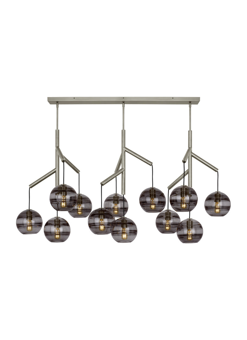 Visual Comfort Modern 700SDNMPL3KS 12 Light Chandelier, Satin Nickel