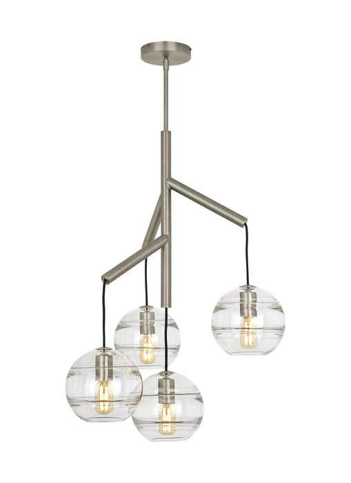 Visual Comfort Modern 700SDNMPR1CS Four Light Chandelier, Satin Nickel
