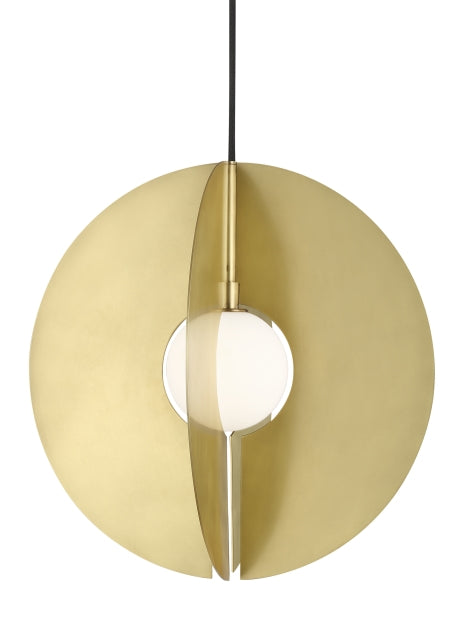 Visual Comfort Modern 700TDOBLRR One Light Pendant, Aged Brass