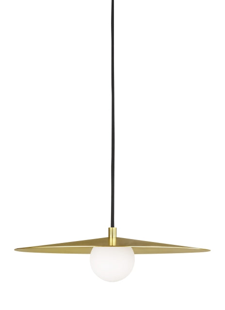 Visual Comfort Modern 700TDPRLR One Light Pendant, Aged Brass