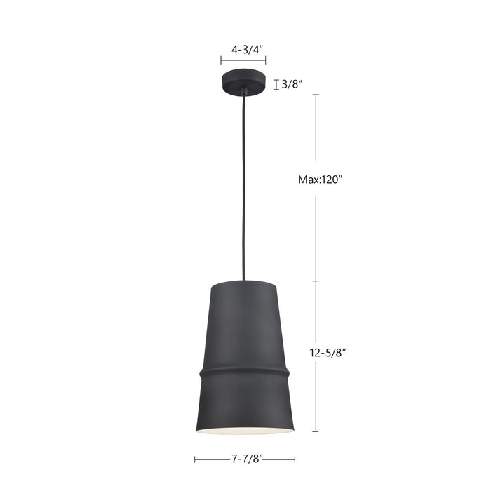 Kuzco Lighting 492208-BK One Light Pendant, Black