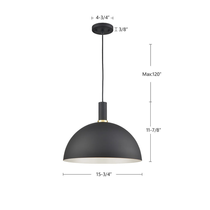 Kuzco Lighting 492316-BK/GD One Light Pendant, Black With Gold Detail